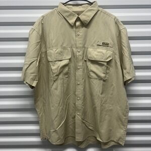 GH Bass Earth Size XL Mens Tan Khaki Short Sleeve Fishing Hiking Utility Shirt